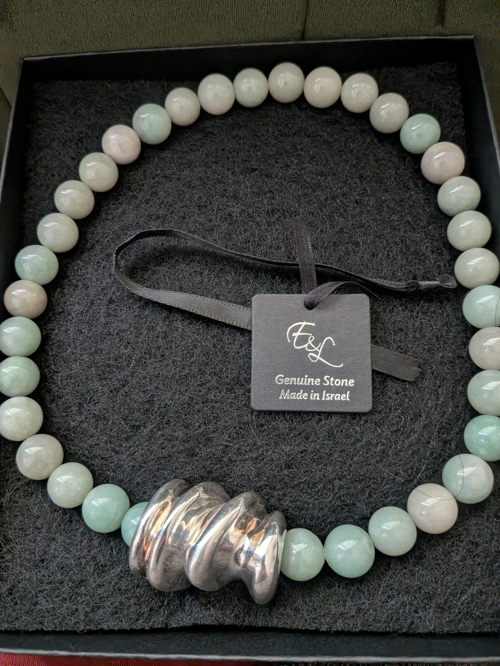 E&L Israel Modernist Sterling Silver Electroform Gemstone Statement Necklace